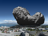 Hve stór er 67P/Churyumov-Gerasimenko í samanburði við Reykjavík? Mynd: Hermann Hafsteinsson/ESA