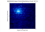 Útfjólublátt ljós frá vetniastómum í hjúpnum í kringum kjarna halastjörnunnar Siding Spring