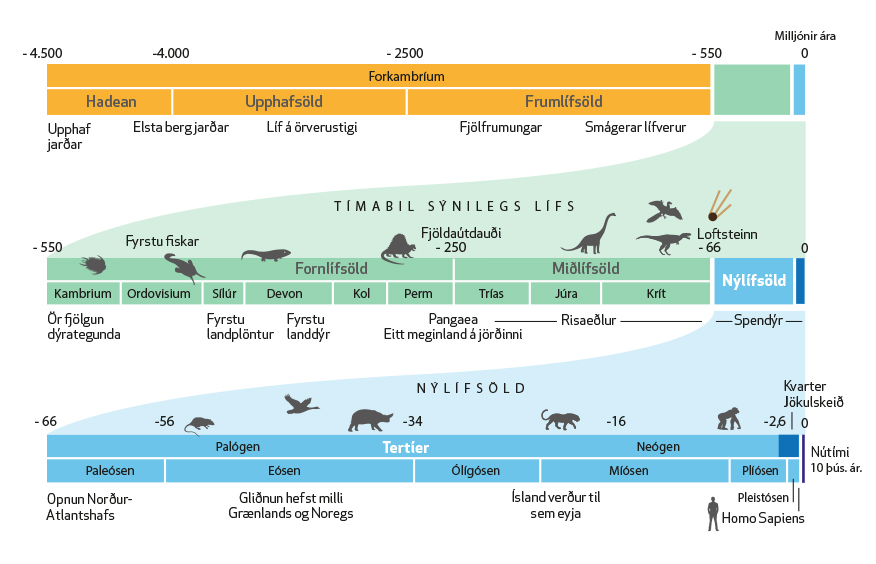 Jarðsögutímabil. Mynd: Emil Hannes Valgeirsson