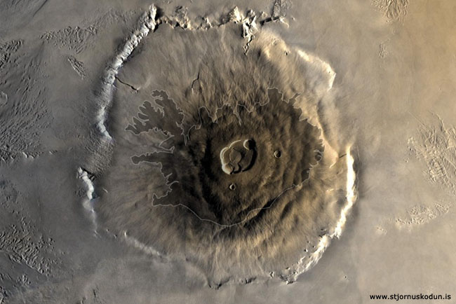 ólympusfjall, olympus mons, stærsta fjall sólkerfisins, Ísland