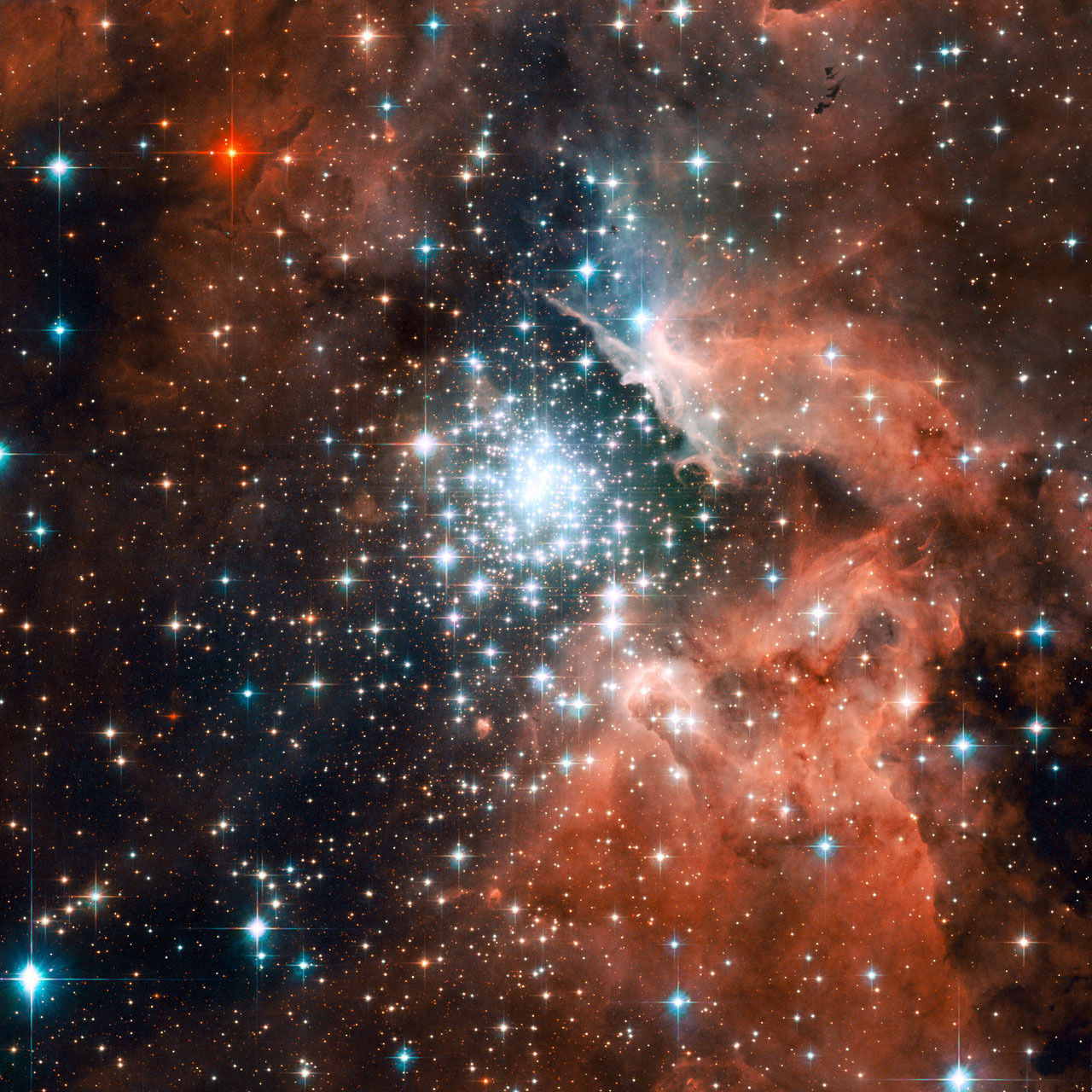 ngc 3603, geimþoka, stjörnur