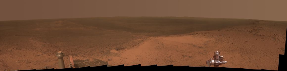 Mynd Opportunity af Endeavour gígnum á Mars