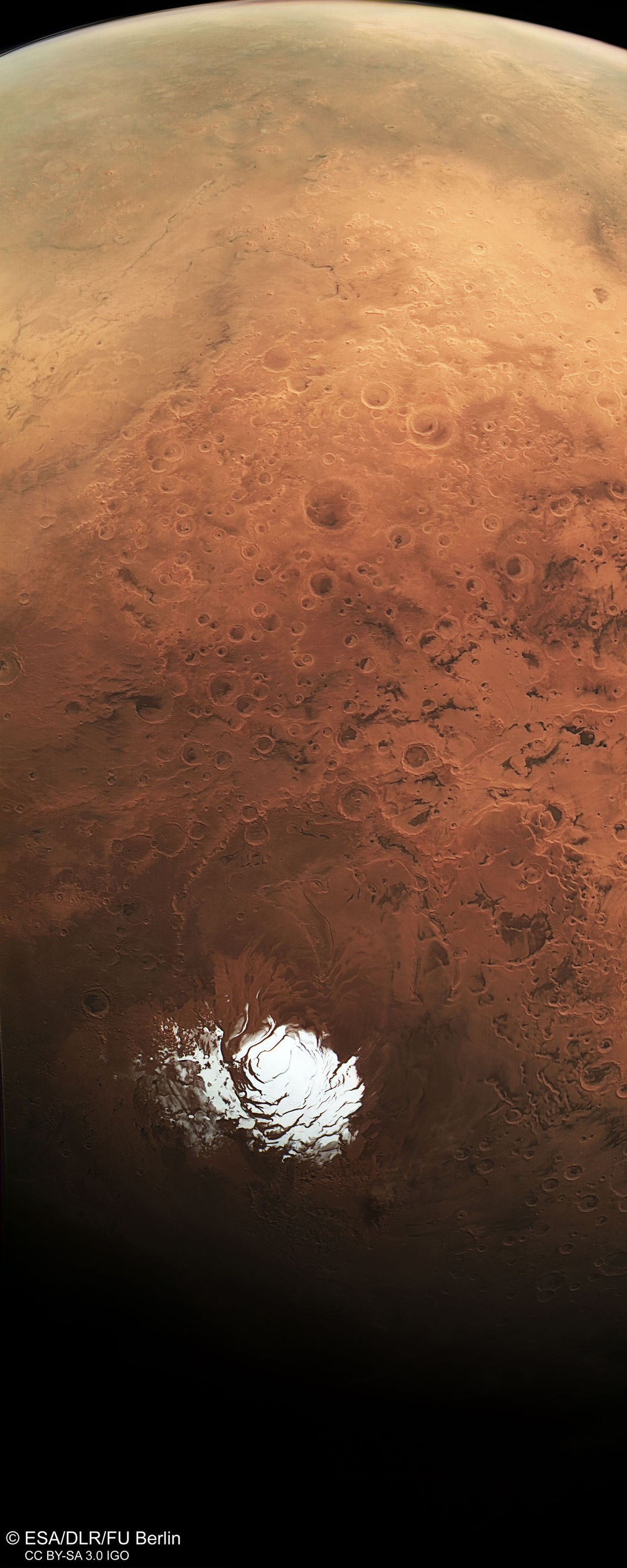 Suðurpóll og suðurhálendi Mars